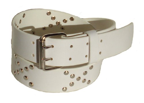 BeltsandStuds Goth Punk X Men Stud Studded White Snap on Belt