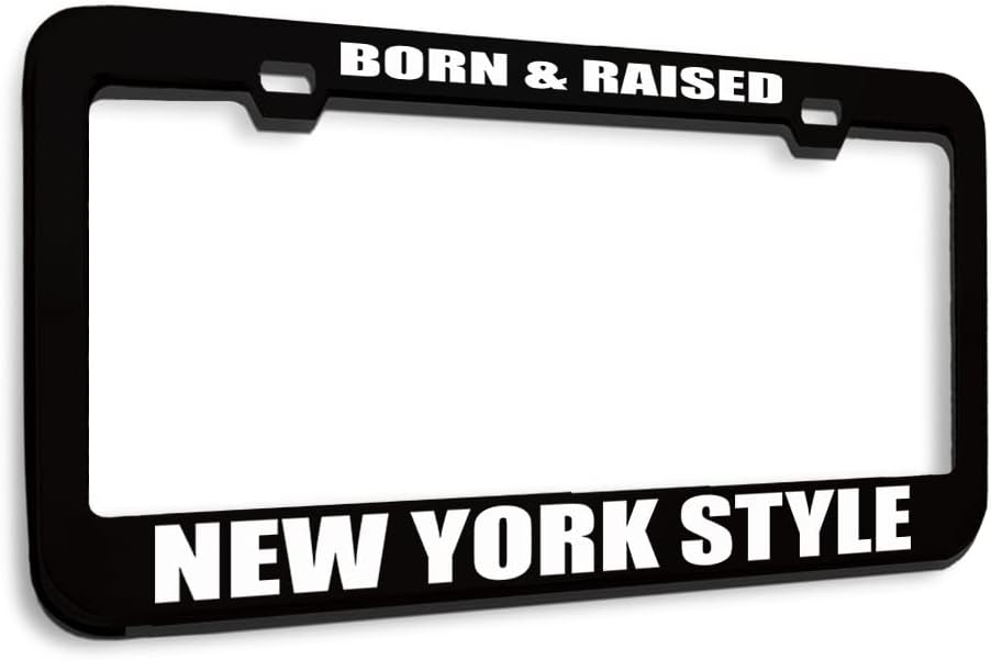 Speedy Pros Metal License Plate Frame Born Raised Ny New York Style Tag Holder Car Accessories Stainless Steel 2 Holes 1 Frame