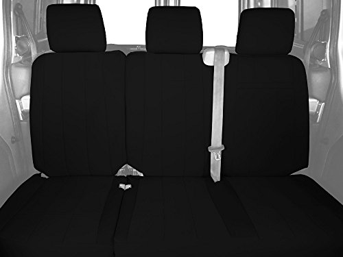 Rear 60/40 Split Bench Seats, CalTrend NeoSupreme Seat Covers for 2007-2016 Ford Expedition|Lincoln Navigator Black Insert and Trim