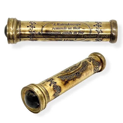 Treasure Lords Handmade Polished Brass Kaleidoscope, Return Gifts for Kids Birthday,Golden Finish,Kaleidoscope for Kids,Adults,Friends, Family,Children, 3D Mirror Lens (1pc)