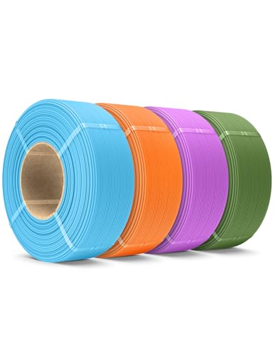 Image of SUNLU 4KG PLA Filament Refill 1.75mm, 1000g PLA Matte Filament Bundle 4 Packs, 3D Printer Filament Refill for Reusable Spools, 1KG /Roll,Ocean Blue+Sunny Orange++Lavender Purple+Olive Green