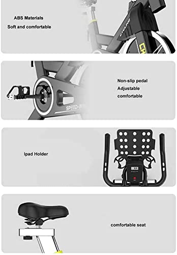Image of Exercise Bike Indoor Cycling Bike Stationary Comfortable Seat Cushion Multi - Grips Handlebar Heavy Flywheel 440 Lbs Weight Capacity Black