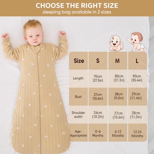 Image of Baby Sleep Sack, TOG 2.5 Winter Wearable Blanket, Removable Long Sleeves Baby Sleeping Bag for Infants and Toddlers, Super Soft Warm Comfortable Sleeping Sack, Rainbow, 6-18M