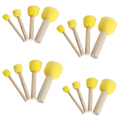 16 Piezas Esponja de Pintura Cepillo, Esponja Redondos Herramientas Pintar, Espuma de Pintura Redonda, Pintura Redondo Esponja Cepillo, Esponja para Niños Pintura Artesanía y Bricolaje Cover