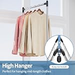 APEXCHASER Clothes Drying Rack with High Hanger, Foldable 3-Level Drying Racks with Shoe Rack, Crossbar and Vertical Rod Laundry Stand with Adjustable Wings Silver - Image 5