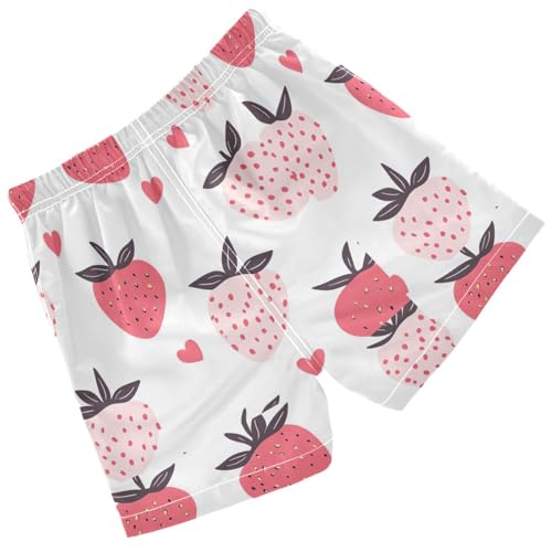 Pigsaly Boys' Swim Board Shorts Hearts Pink Strawberry Boy's Swim Trunks Kids Swimwear 5T2