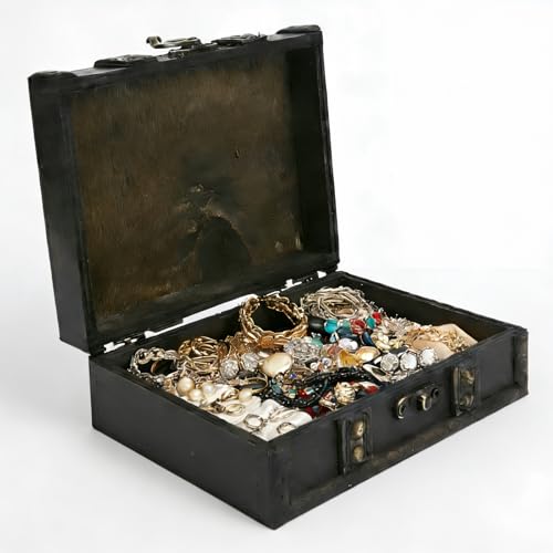 ANKROYU Boîte à Bijoux Vintage en Bois, Boîte de Rangement Rétro pour Bijoux Bracelets Bagues Colliers Boucles d'Oreilles et Accessoires, Boîte en Bois avec Serrure(Gris #1)