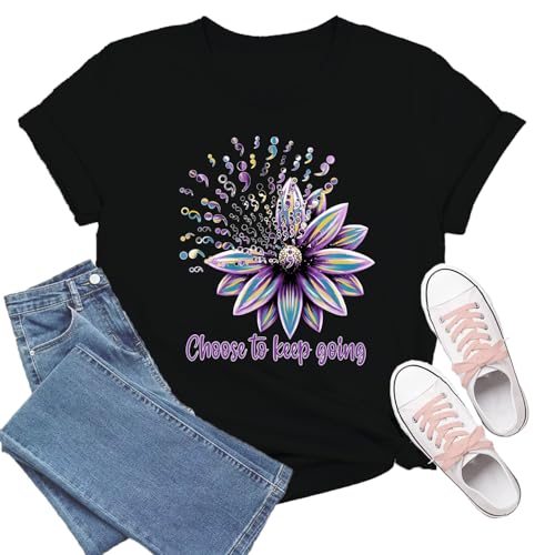 Mental Health Shirts for Women Suicide Awareness T-Shirt Suicide Prevention Tee Tops