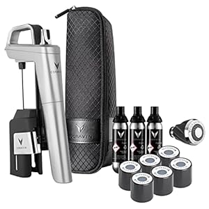 Coravin Timeless Six Plus Wine by the Glass System – Silver – Includes 3 Argon Gas Capsules, 1 Wine Aerator, 6 Screw Cap…