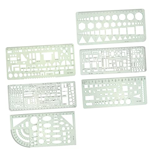 COOPHYA 6個点 グリーンプラスチック製 製図用テンプレート 定規 学校 オフィス用 幾何学図形作成ツール