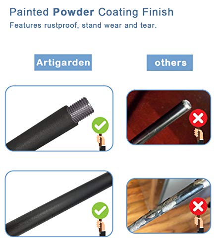 Artigarden 92 Inch Outdoor Shepherd Hooks With 5 Pronger Base (2 Packs), Adjustable Heavy Duty Garden Hanging Stand Holder For Bird Feeders Lanterns Planter Hanger, Matte Black #TOP6