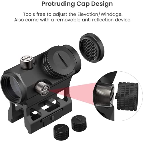 Feyachi V30 2MOA Rotpunktvisier Auto On & Off 1x20mm Kompakte Leuchtpunktvisier, Hochklappbaren Objektivabdeckungen