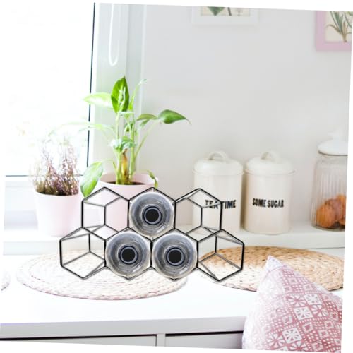 Soporte para vino 7 botellas diseño panal metálico miniatura 5