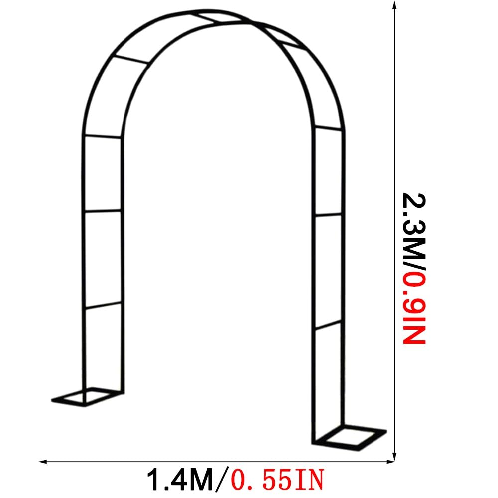 Brama ogrodowa ze stalową ramą, Łuk ogrodowy do roślin pnących. Łatwy montaż(Blanc,140W x H230cm)