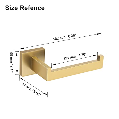 Image of TQKAG Brushed Gold Toilet Paper Holder Wall Mount Roll Holder for Bathroom | SUS304 Stainless Steel, 6.38 Inch, Modern Square Tissue Roll Holders, Wall Mount, 2 Easy Installation Options, Kitchen