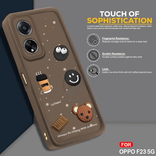 Image of AESTMO Back Case Cover for Oppo F23 5G Cover | Cute Fun Cartoon 3D Ball | Coffee Silicone Case | Full Body Protection | Camera Protection Back Cover for Oppo F23 5G (Brown)