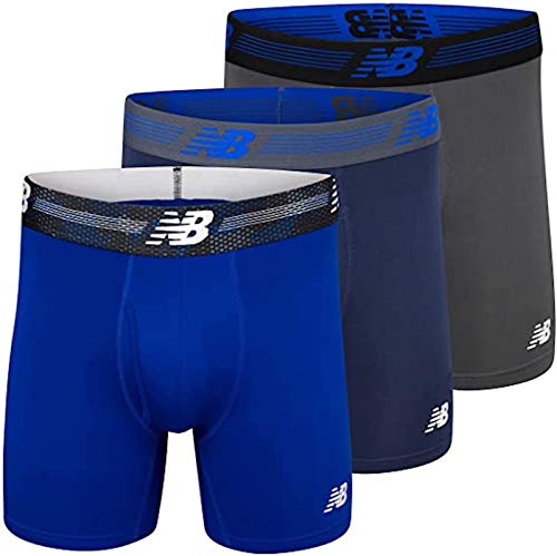 Image of New Balance Men's Performance Boxer Briefs with Fly, Breathable Stretch Underwear, Moisture Wicking, Soft Waistband (3 Pack)