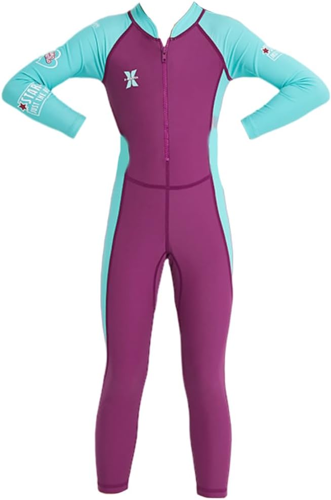 Kid's Full Body Swimwear Boys&Girls One Piece Swimsuit Long-Sleeve Water Sports Rash Guard UPF 50+ Sunsuit Sets