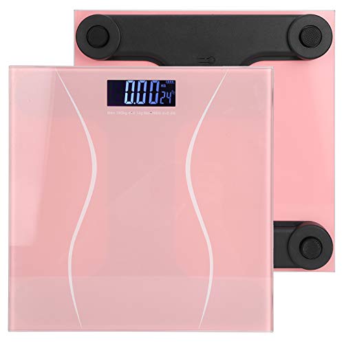 Báscula digital de baño con pantalla LCD rosa miniatura 6