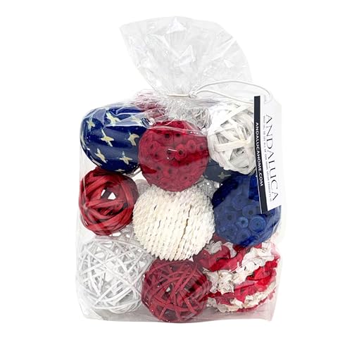 ANDALUCA Decorative Balls Bag Bowl Filler 4th of July Home Decor (Red White & Blue)