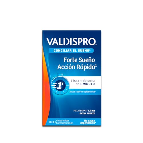 VALDISPRO Conciliar el sueño, Forte sueño acción rápida 1,9 mg, Suplementos Extra Fuertes Para Conciliar El Sueño Rápidamente, En 1min, No Necesita Agua, 40 Comprimidos Bucodispersables