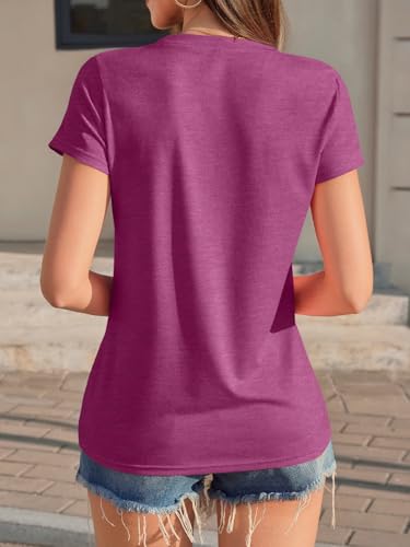 Image of UNCLECAT Womens Short Sleeve Tops Summer Basic T Shirts Crewneck Causal Tee | Solid Color, Trendy Fashion Clothes, Casual Basic Tee
