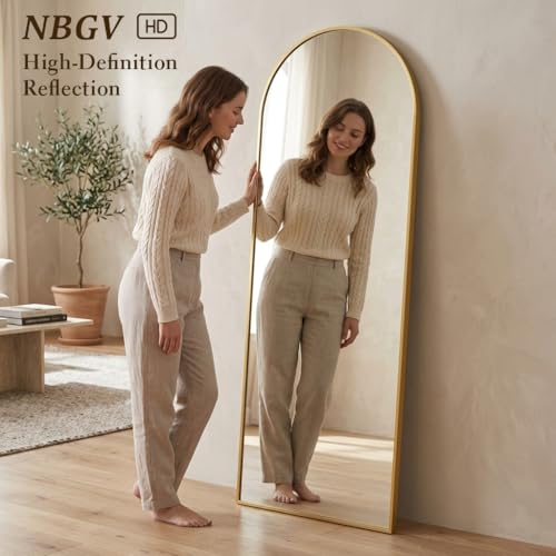 Image of 70 inchx27 inch Floor Mirror Full Length, Arched Full Length Mirror with Stand, Large Full Body Mirrors for Bedroom Living Room or Cloakroom Gold