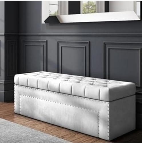 Image of Sofa Couch Poufffe Storage 50 inch Inches Ottoman Tufted seat with Storage Bench Multipurpose Seater for Living Room Guest Room Office