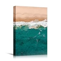 Canvas Wall Art Coastal Aerial View Beach Beach Blue Coastal Cool Photography Relax/Calm - 12x18 inches