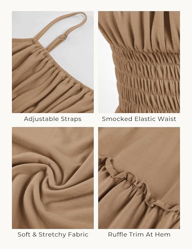Image of GRACE KARIN Women's Summer Maxi Dress 2026,Smocked Ruched Bust Sundress with Adjustable Straps & Pockets-Beach Vacation Dress