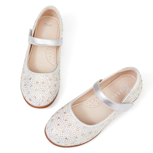 Toddler Girls Dress Shoes Rhinestone Ballerina Girl Flats Mary Jane Wedding Party Flora Shoes3