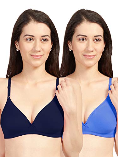 Image of SONARI Omania Womens Non-Padded Cotton Polyester Bras - Solid, Non-Wired, Medium Coverage, Hand Washable (Pack of 2)