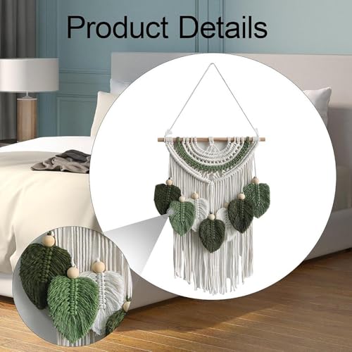 Macramé mural feuille suspendu boho pour déco chambre et mariage chic - 6