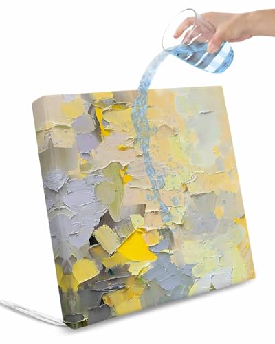 2 Pack Yellow Grey Waterproof Cushion Covers with Ties, Outdoor Patio Chaise Lounge Chair Seat Cushion Slip Covers Replacement(Only Cover) Abstract Oil Painting Simple Art 24