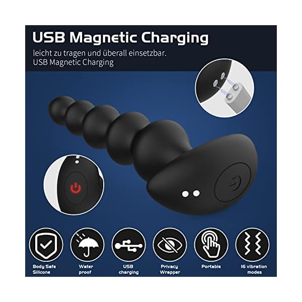 Wakelust Analplug Anfänger Analvibratoren 16 Vibrationsmodus Mit Fernbedienung und 5 Anders Größen Analkugeln, Sexspielzeug Für Paare Frauen Männer Buttplug G-Punkt Prostata Stimulator Massagegerät – Bild 8