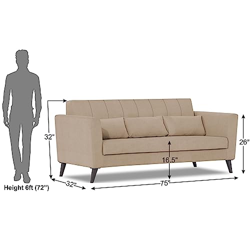 Image of Adorn India Daniel 3 Seater Sofa (Beige) (3 Year Warranty)