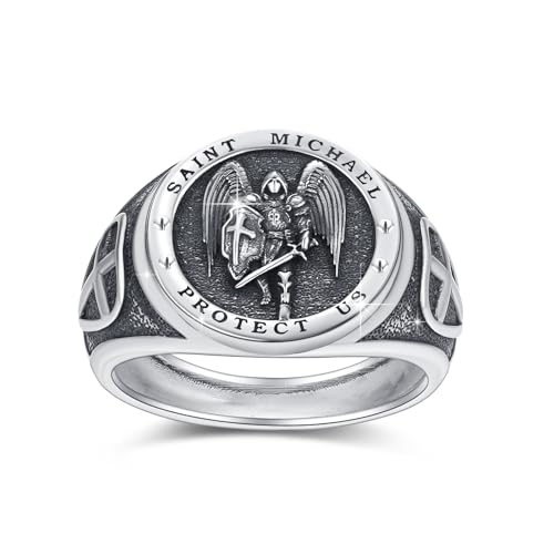 St Michael Ring S925 Sterling Silver St Michael Archangel Ring Religious Protector Jewelry for Men Women#7 8 9 10 11 12 13 14