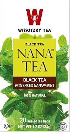 Wissotzky Tea Black Tea with Spiced Nana Mint, 20 Bags (Pack of 6)