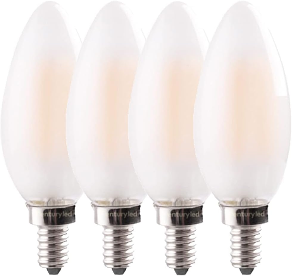 LED Candelabra Bulb C35/B11 6W, Dimmable Chandelier LED Candle Bulb, Frosted Glass, E12 Base 2700K Soft White 60W Equivalent, 4-Pack (Bullet Top)