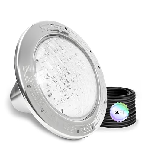 LED Pool Lights for Inground Pools, 120V Pool Lights White, 10 Inch Inground Pool Light 120v Suitable for 10 Inch Wet Niche, Underwater Pool Light, 35W, 50 Foot Cord