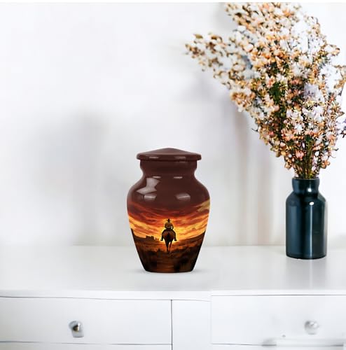 Image of Cowboy Urn - Small Urn for Human Ashes Keepsake - Urns for Ash Adult Male - Mini Urns for Human Ashes - Cremation Keepsakes for Ashes for Women - Size 3 Inch, Pack of 4