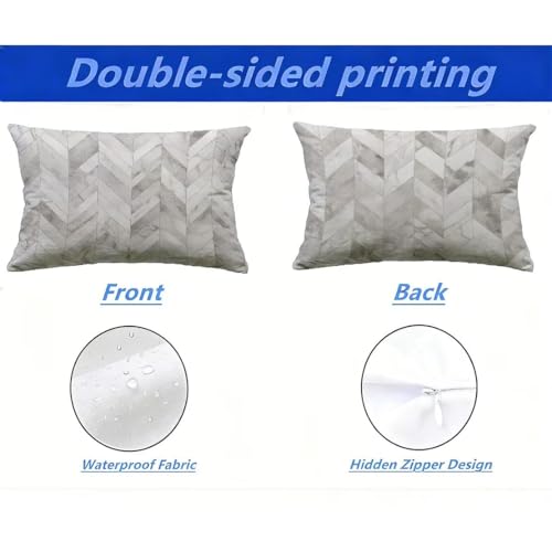 Housse de coussin extérieur imperméable 40x80 texture lin résistant UV - 3