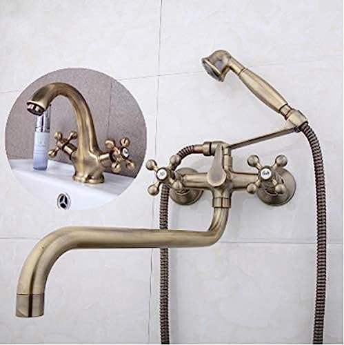 Robinet de douche double poignée en bronze brossé pour évier et salle de bain