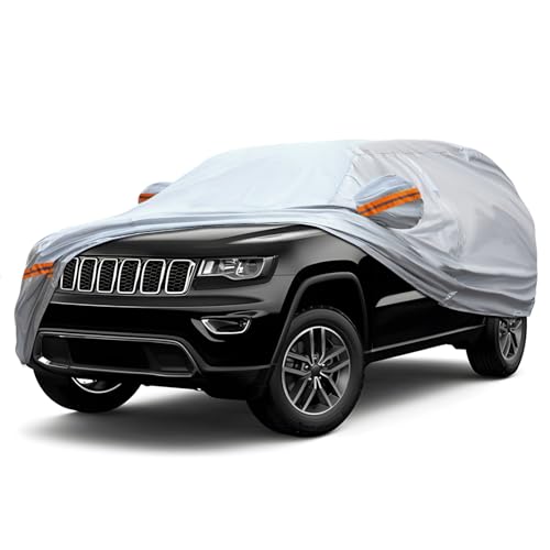 Image of Fit for 188 inch-199 inch Length SUVs, 6-Layer Full Car Cover is All-Weather Waterproof, Universal in All Seasons, Snow Prevention, Rainproof, Acid Rainproof, Sunscreen, Orange Reflective Strip