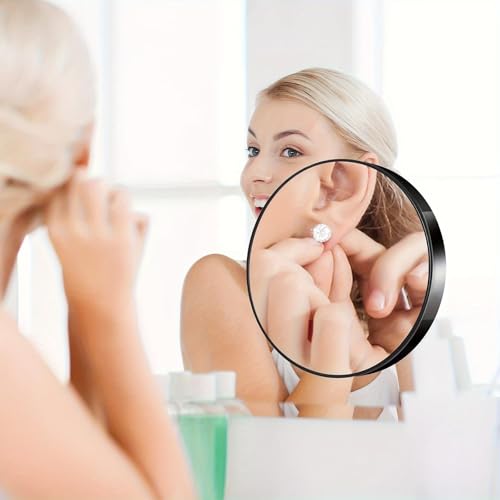 Image of 50X Magnifying Mirror, 8.8 * 8.8 * 2 CM Makeup Mirror with Precision Tweezers, Round Portable Mirror for Eyebrow Plucking, Blackhead Removal, Travel Grooming