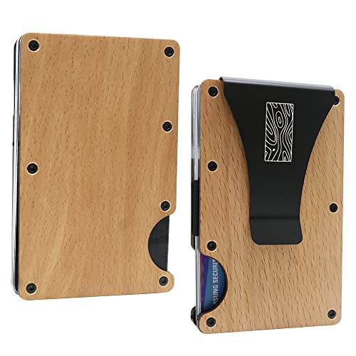 Recycled Beechwood Slim Wallet/Credit Card Holder with Money Clip - RFID Blocking