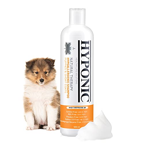 HYPONIC Hypoallergenic Dog Shampoo for Puppies&Short Coats/Premium Natural Therapy/No Conditioner Required/Certified Hypoallergenic/No Harmful Chemicals/Sulfate, Paraben-Free 16.9oz (500ml)