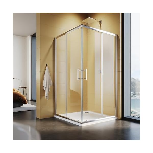 SUNXURY Duschkabine 120x120cm Doppel Schiebetür Eckeinstieg Duschabtrennung Dusche aus 5mm ESG Sicherheitsglas Duschtür Höhe 185cm