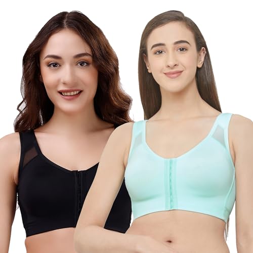 Image of SOIE Women Front Closure Full Coverage Non Padded Non Wired Posture Correction Bra