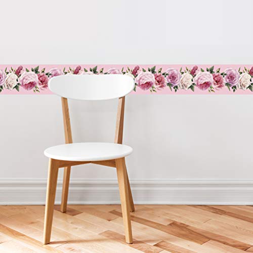 Healifty Wallpaper Border Peel Stick Floral Pattern Home Ceiling Decorative Border Wall Tile Borders For Bedroom Bathroom Kitchen Counter Top 15X300Cm #TOP2